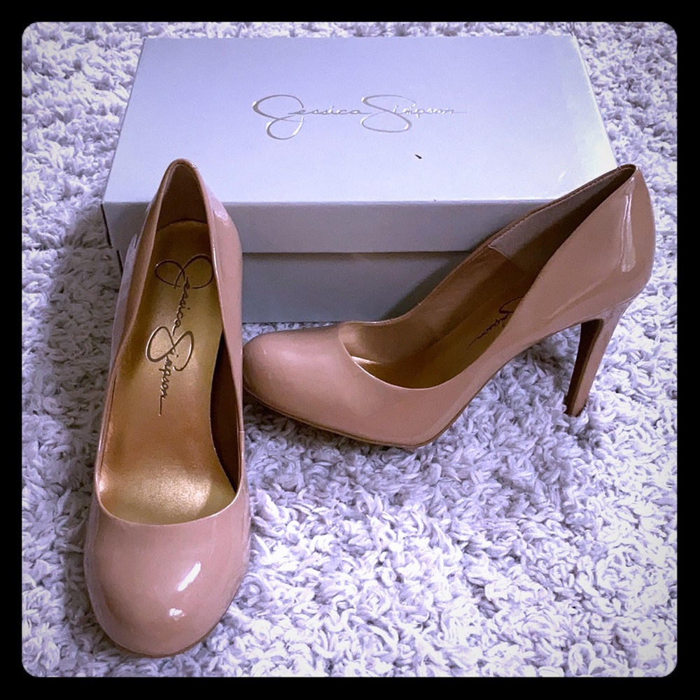 Jessica Simpson Nude Patent Leather Pumps